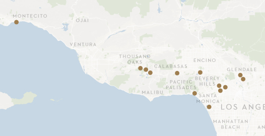 Map showing different city's dots